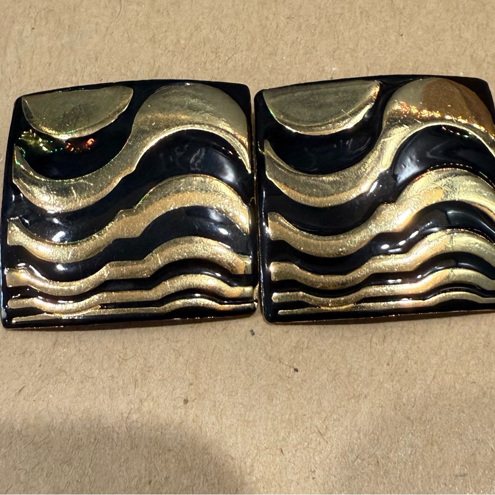 Givenchy Black and Gold Wave Earrings